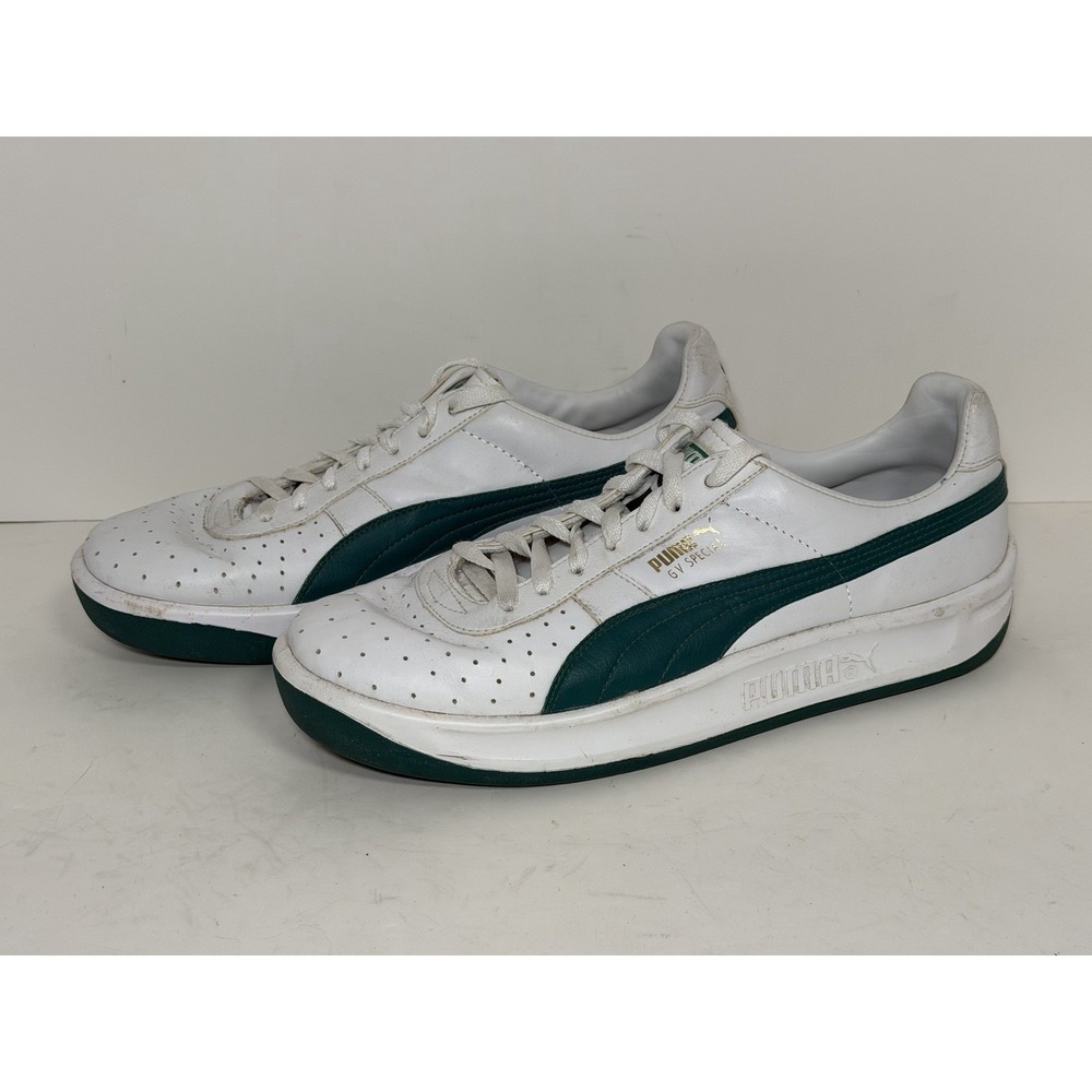 Puma GV Special sneakers in white with green accents, Men's US 11.5‎